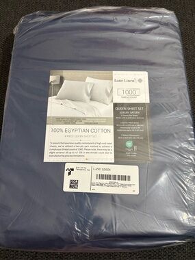 Lane Linen 1000 Thread Count Egyptian Cotton Queen Sheet Set - Denim Blue